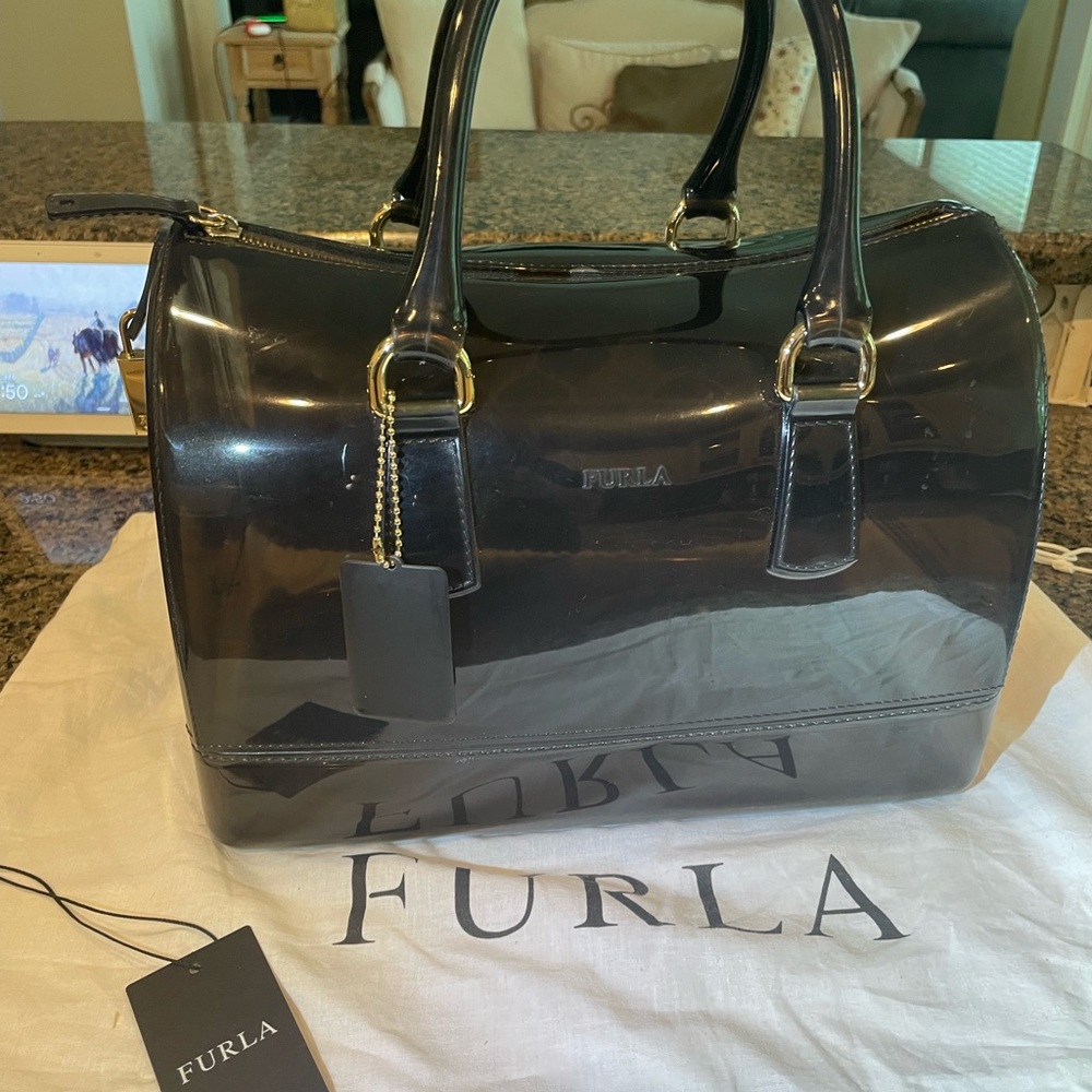 Black Transparent Clear Furla Candy Bag Large